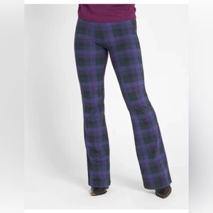 Betabrand Boot Cut Purple Grape Geometric Check Yoga Pants SS Petite 28”inseam
